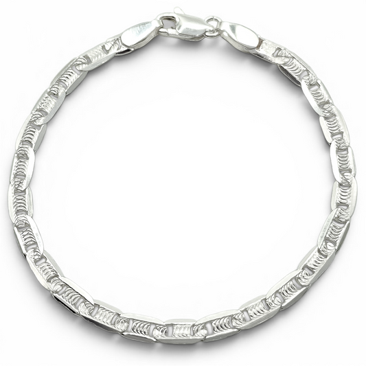 Pulso Planchado Diamantado 4mm Plata Ley 925