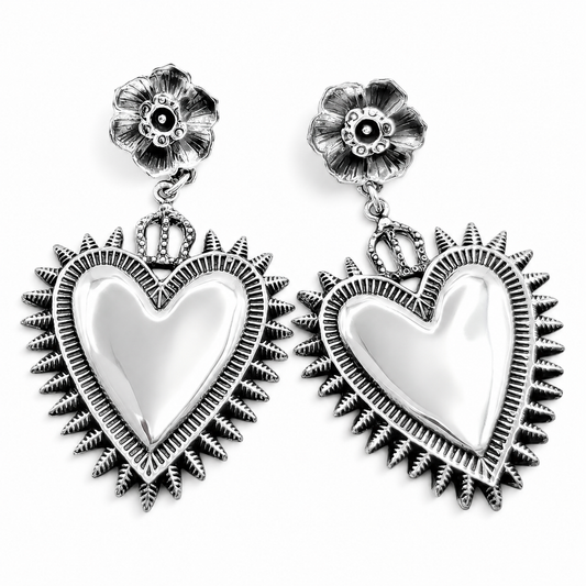 Arete Corazon Grande Plata Ley 925