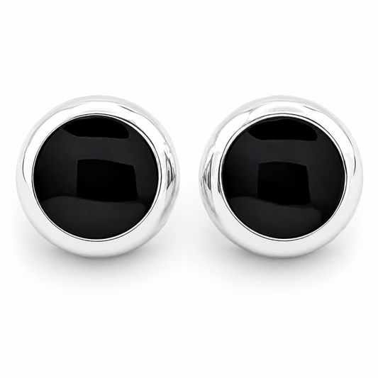 Arete Circulo Onix Plata Ley 925