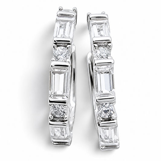 Hugguies Cuadro Zirconia Blanca Plata Ley 925