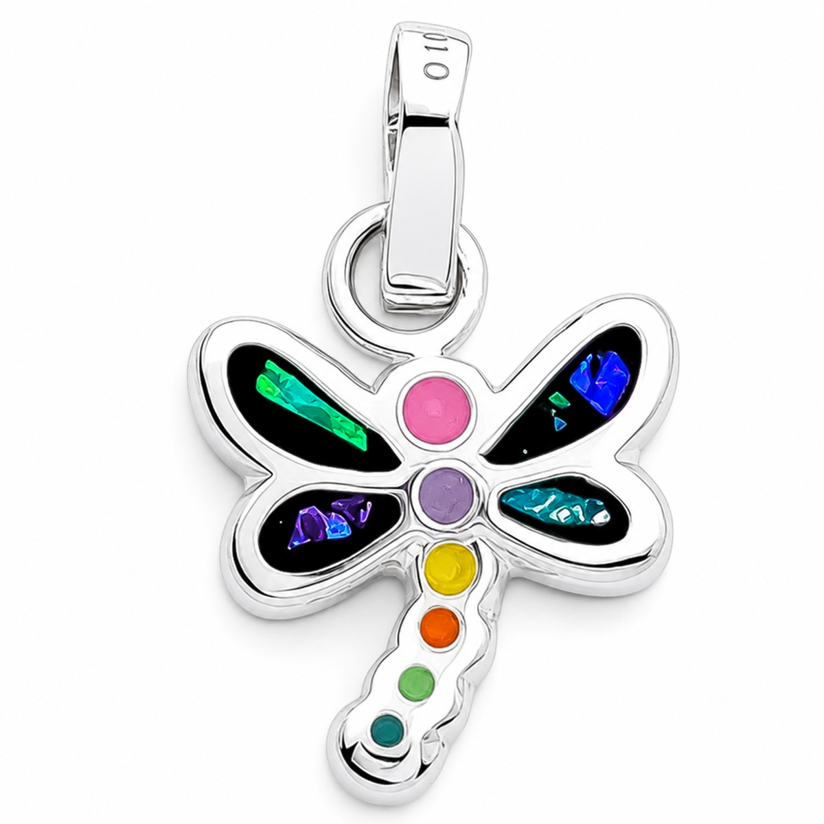 Set Libelula Multicolor Plata Ley 925