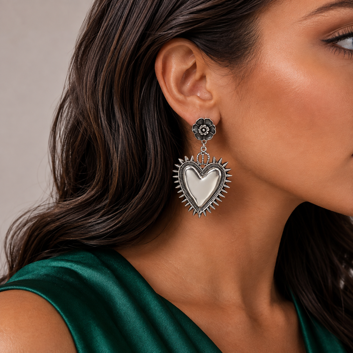 Arete Corazon Grande Plata Ley 925