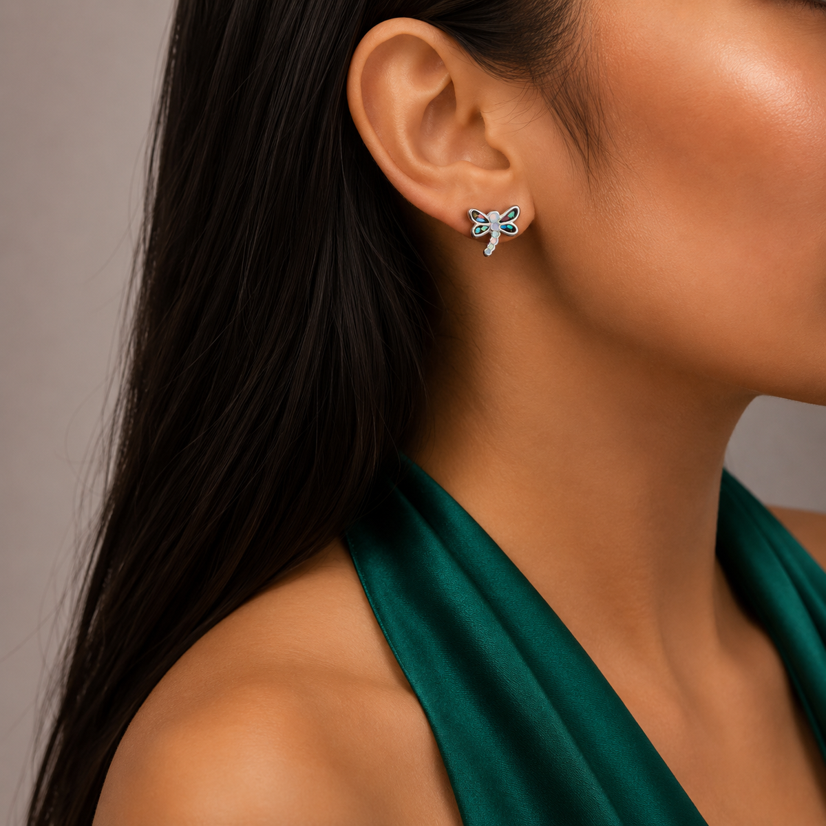 Set Libelula Multicolor Plata Ley 925