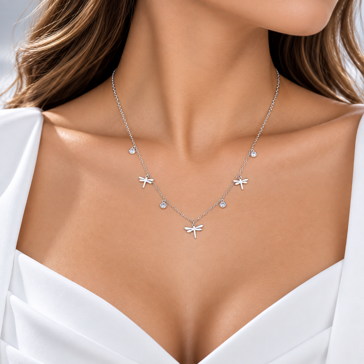 Collar Libelula Plata Ley 925