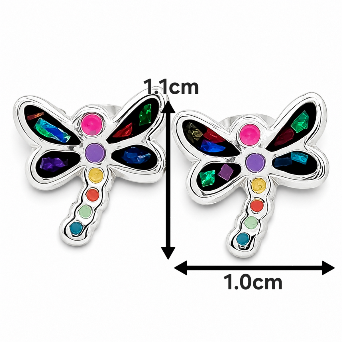 Set Libelula Multicolor Plata Ley 925
