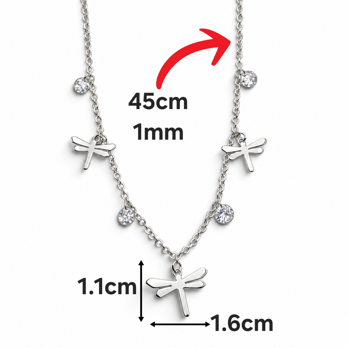 Collar Libelula Plata Ley 925