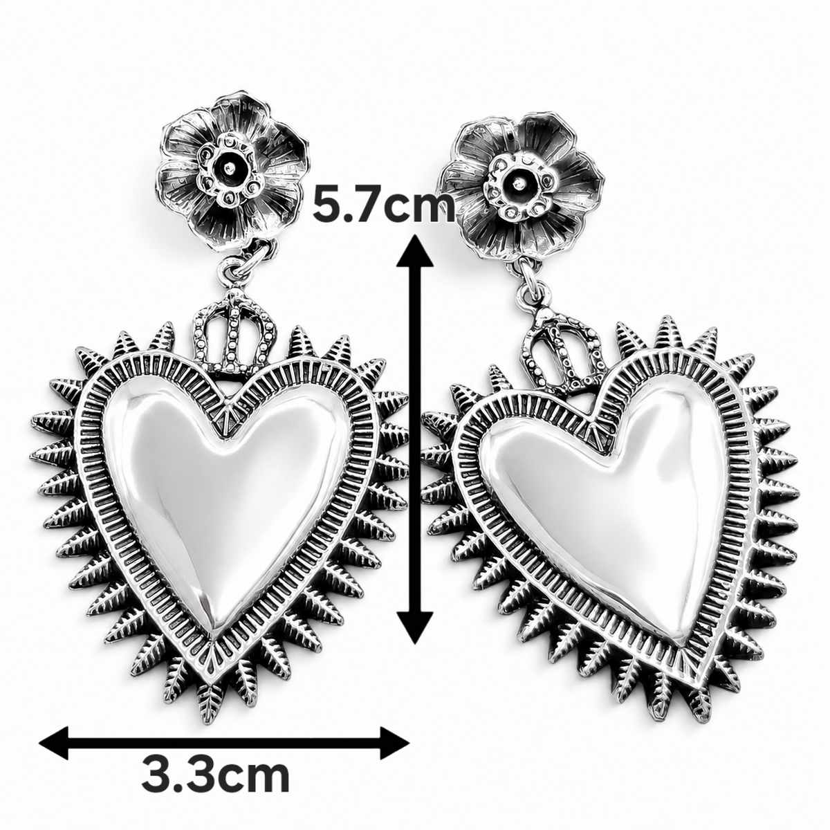 Arete Corazon Grande Plata Ley 925