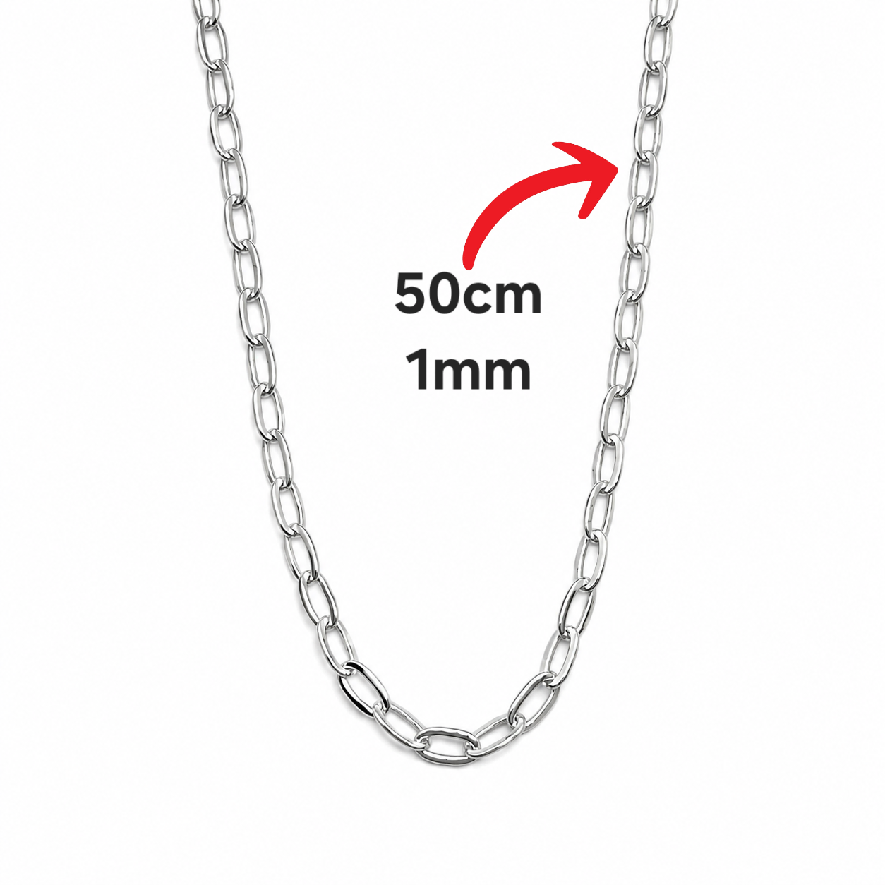 Cadena Tipo Clip 1mm Plata Ley 925