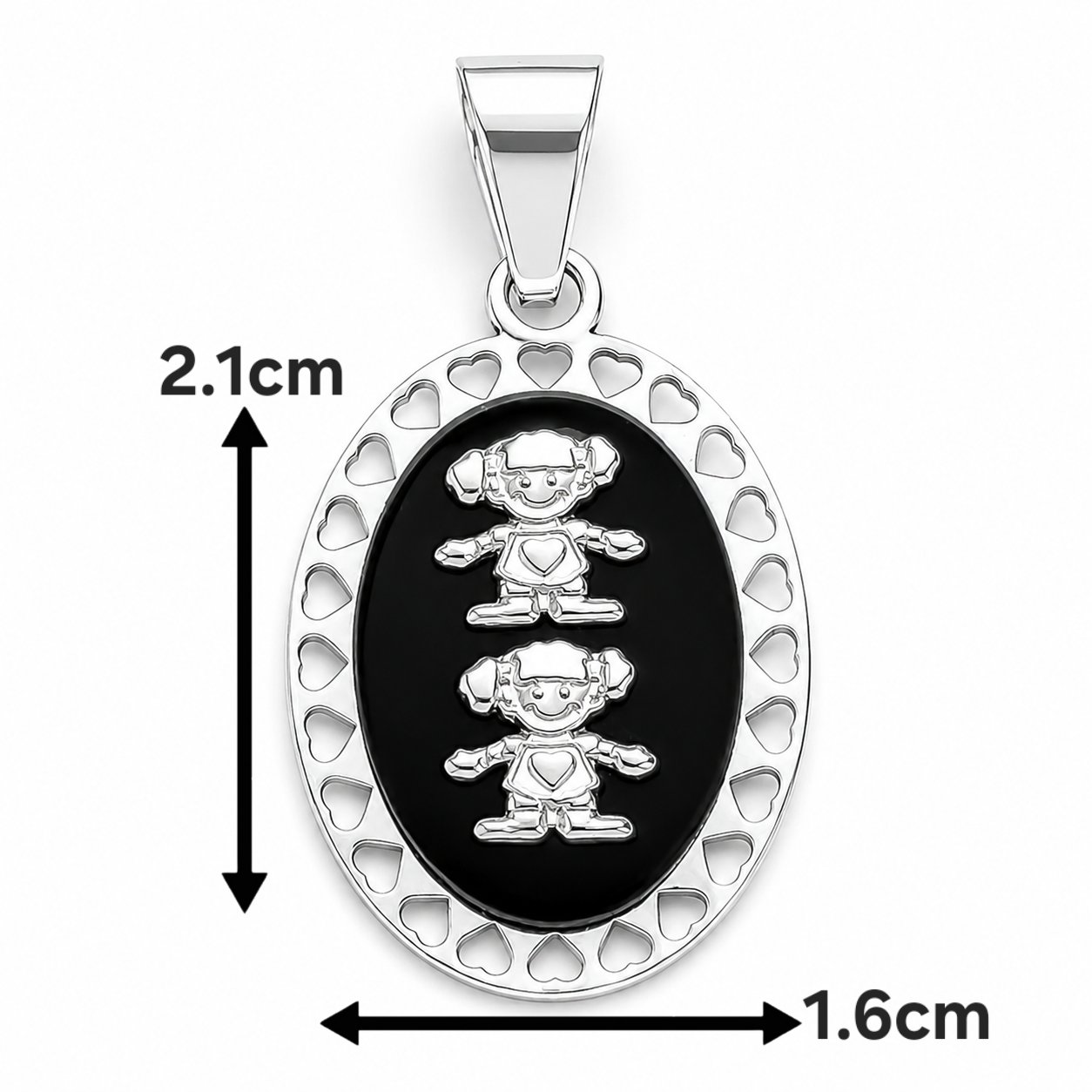 Dije Oscuro 2 Niñas Plata Ley 925