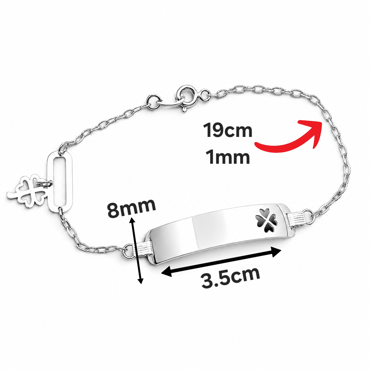 Esclava Trebol 1mm Plata Ley 925