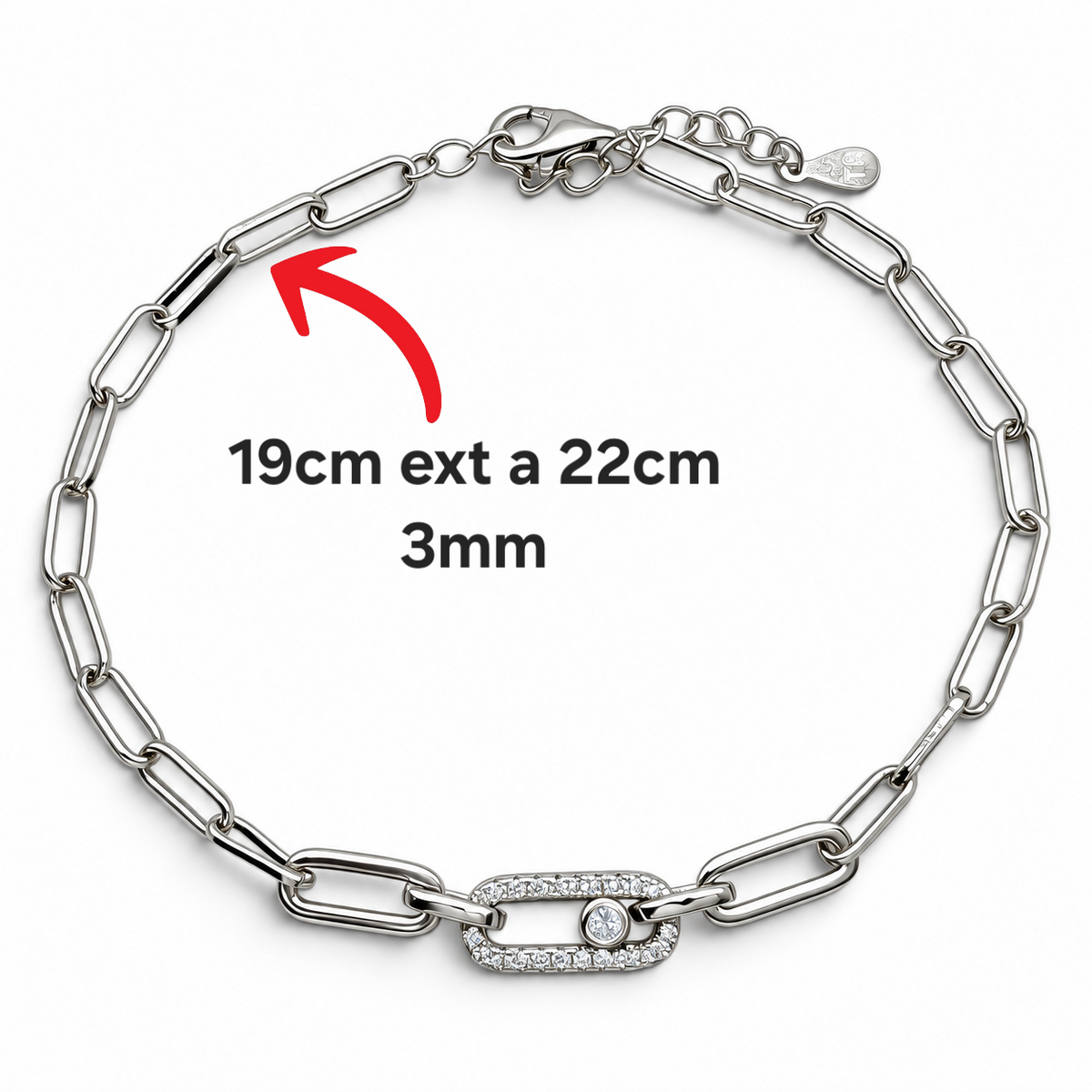 Pulsera Tipo Clip Zirconia Plata Ley 925