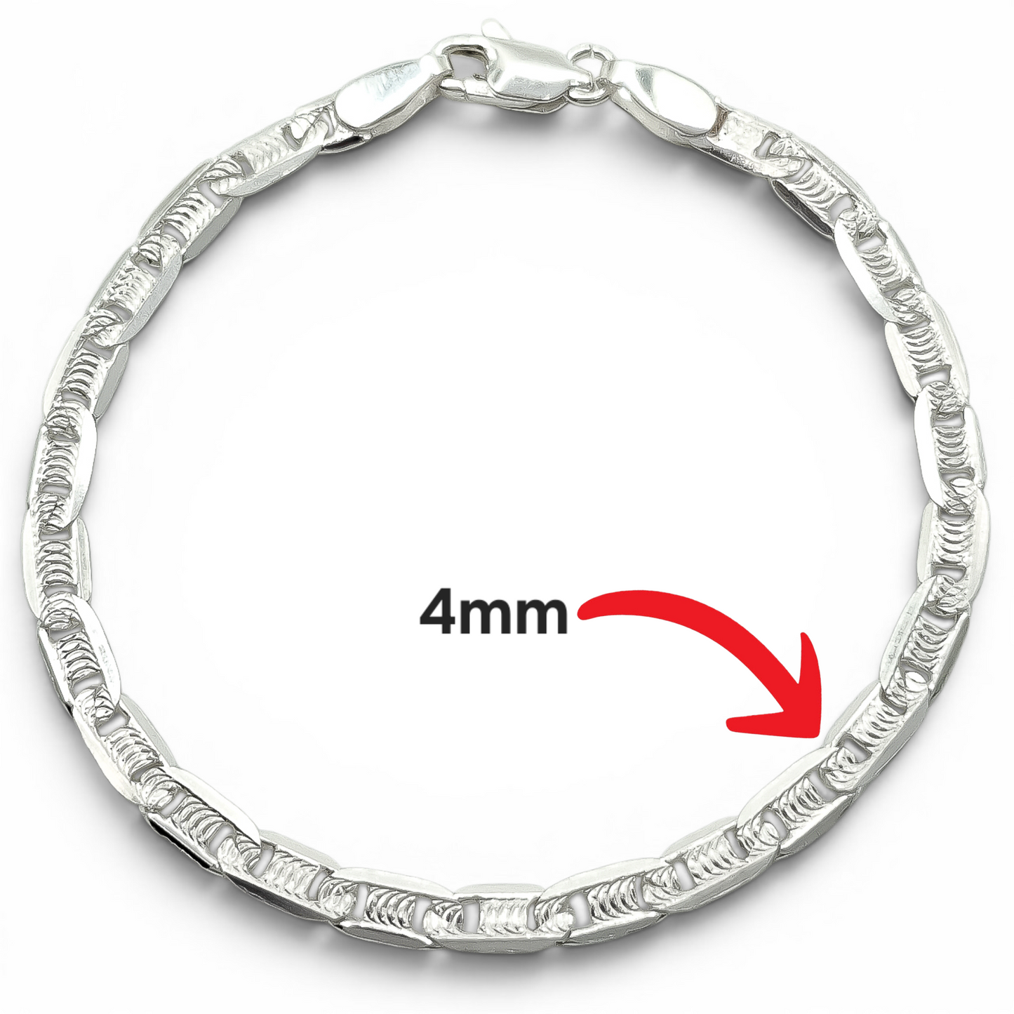 Pulso Gucci Diamantado 4mm Plata Ley 925