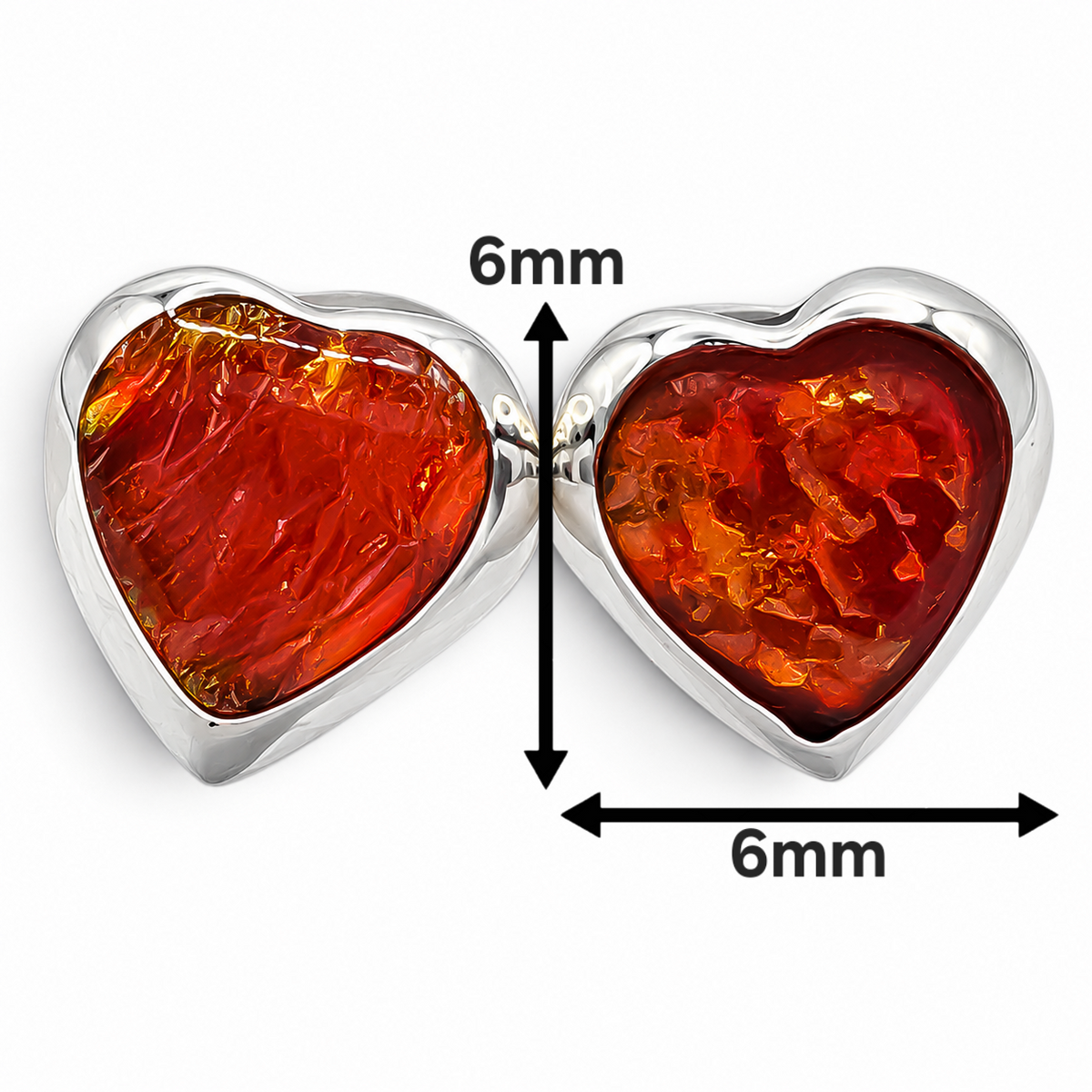 Arete Corazon Opalo Naranja Plata Ley 925