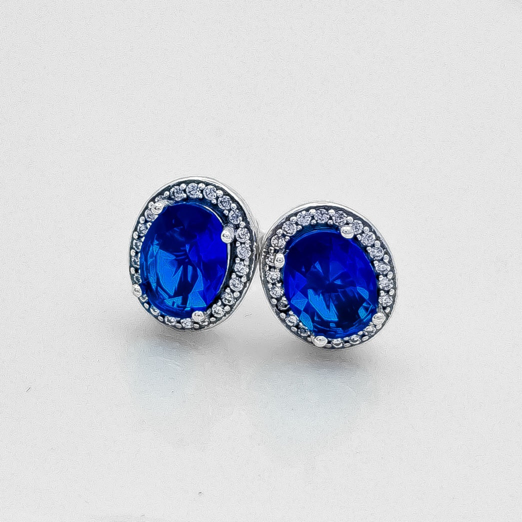 Arete Ovalo Zirconia Azul