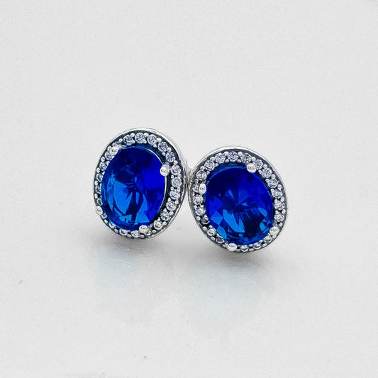 Arete Ovalo Zirconia Azul