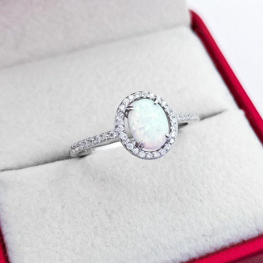 Anillo Opalo Blanco Ovalo