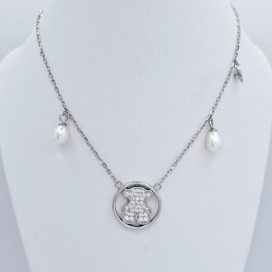 Collar Oso Zirconia Perla