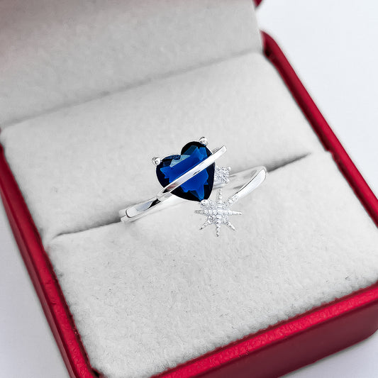 Anillo Corazon Azul Zirconia