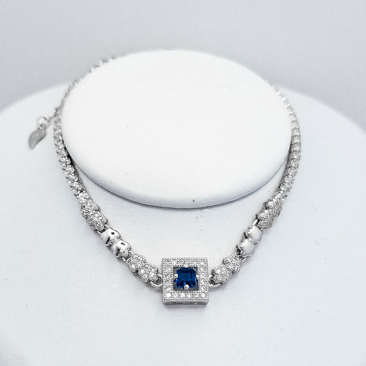 Pulsera Cuadro Azul Zirconia