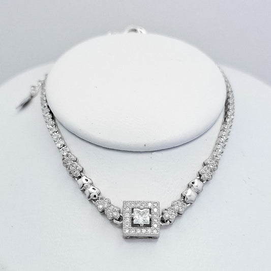 Pulsera Cuadro Blanco Zirconia