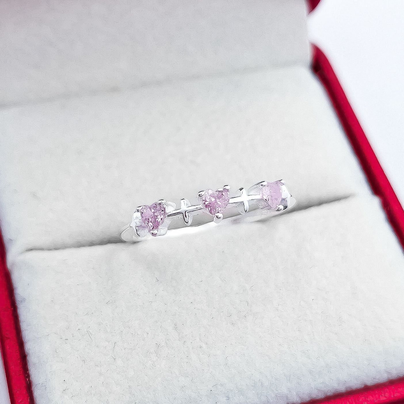 Anillo 3 Corazones Rosa