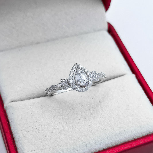 Anillo Gota Zirconia Blanca