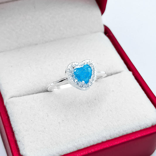 Anillo Corazon Aqua