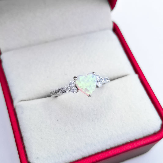 Anillo Opalo Rosa Corazon