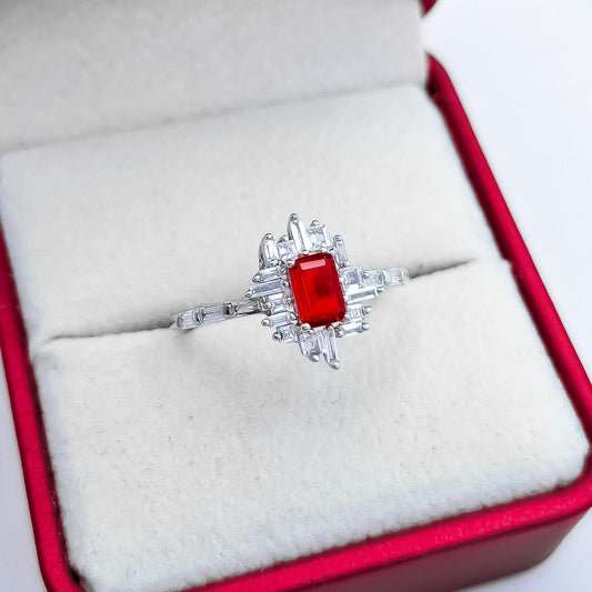 Anillo Zirconia Rojo