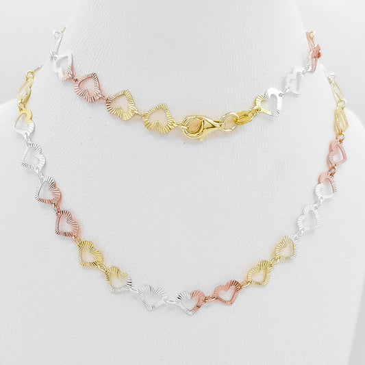 Cadena Corazones Tricolor