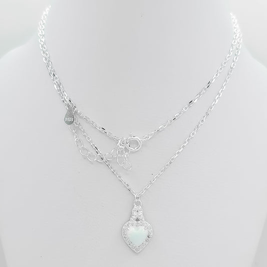 Collar Corazon Opalo Zirconia