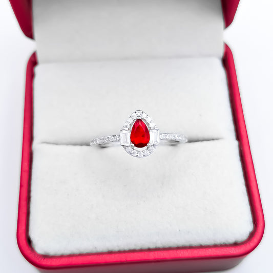 Anillo Gotita Roja Zirconia