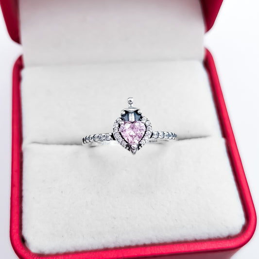 Anillo Espada Corazon Rosa