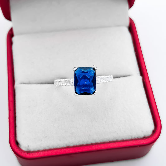 Anillo Zirconia Cuadrado Azul