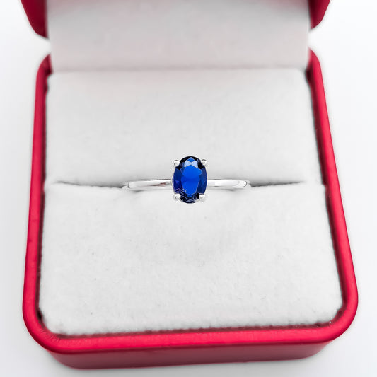 Anillo Zirconia Azul Marino