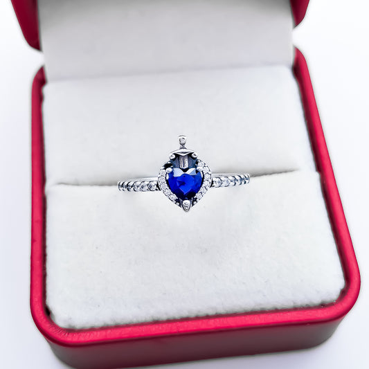 Anillo Espada Corazon Azul