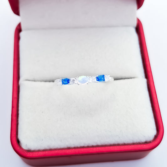 Anillo Zirconia y Opalo