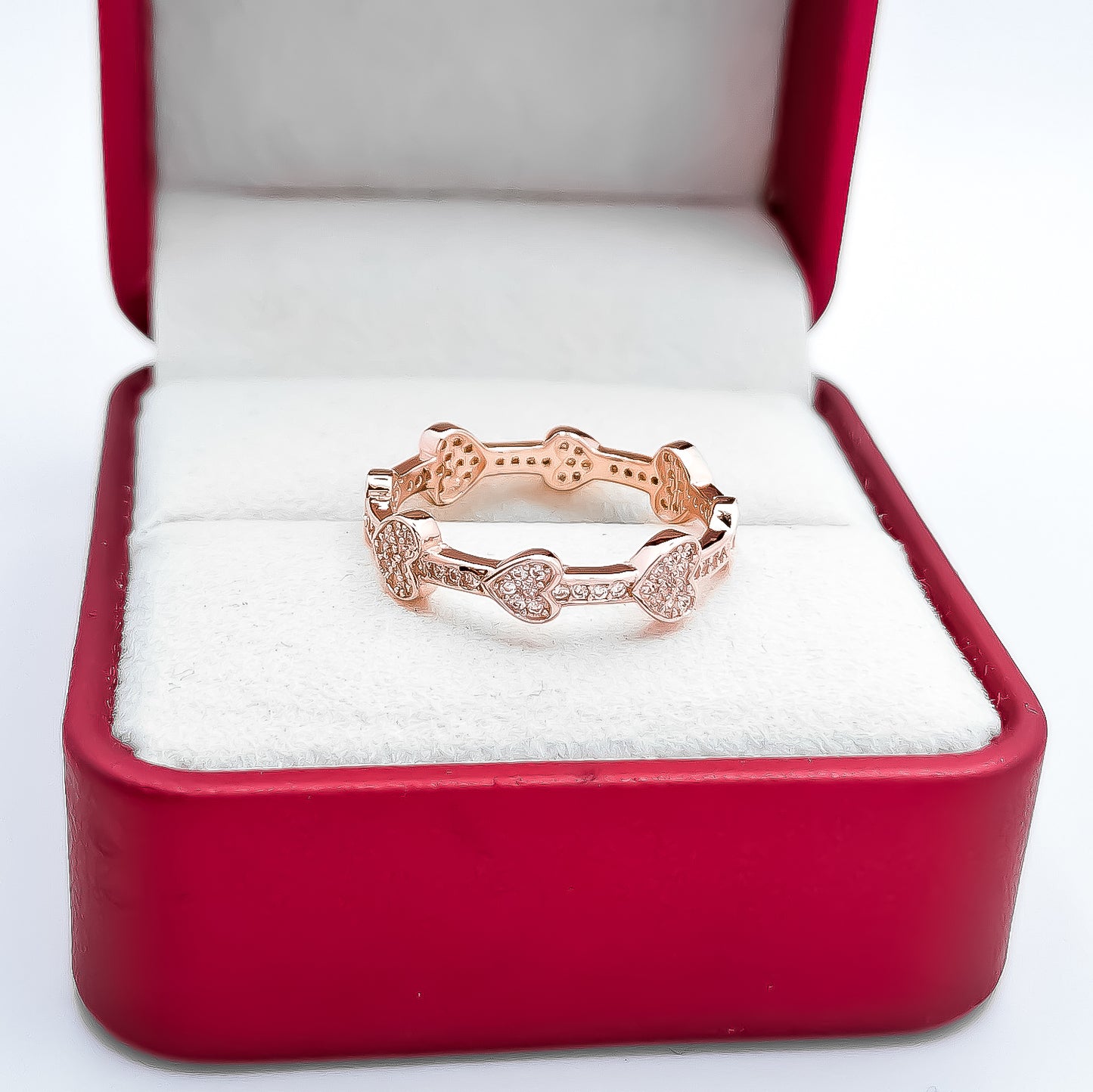 Anillo Corazones Plata Rosa