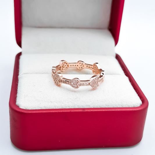 Anillo Corazones Plata Rosa