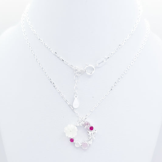Collar Flor Rosa Zirconia