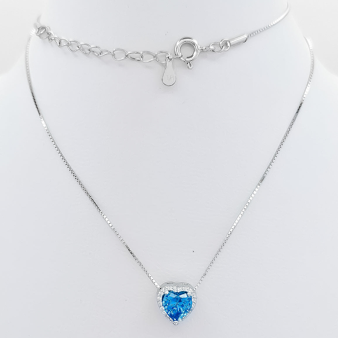 Collar Corazon Azul Doble