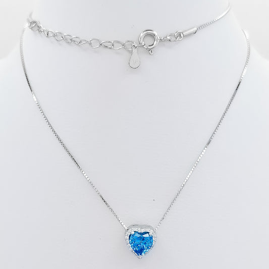 Collar Corazon Azul Doble