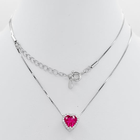 Collar Doble Rojo Corazon