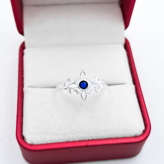 Anillo Nudo de Bruja Opalo Azul