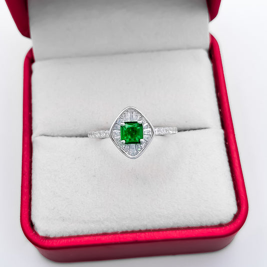 Anillo Zirconia Baguette Verde