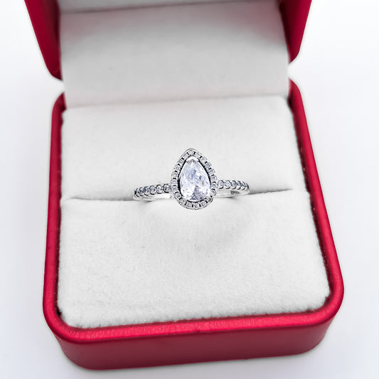 Anillo Gota Zirconia Blanca