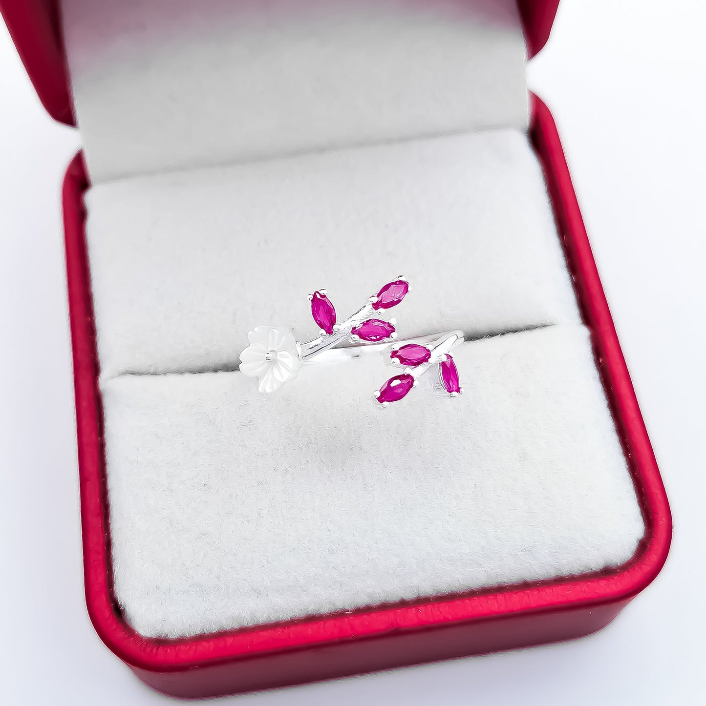 Anillo Hojitas Rosas Flor