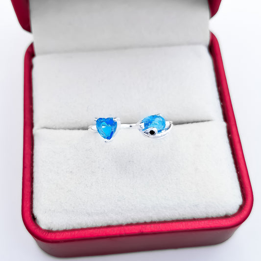 Anillo Ajustable Zirconia Azul