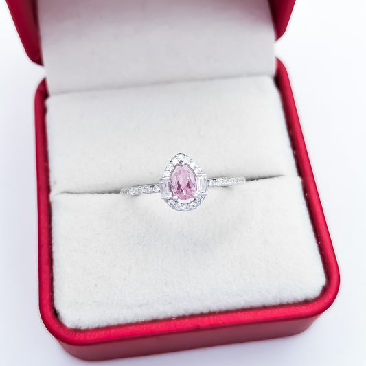 Anillo Gota Rosa Zirconia