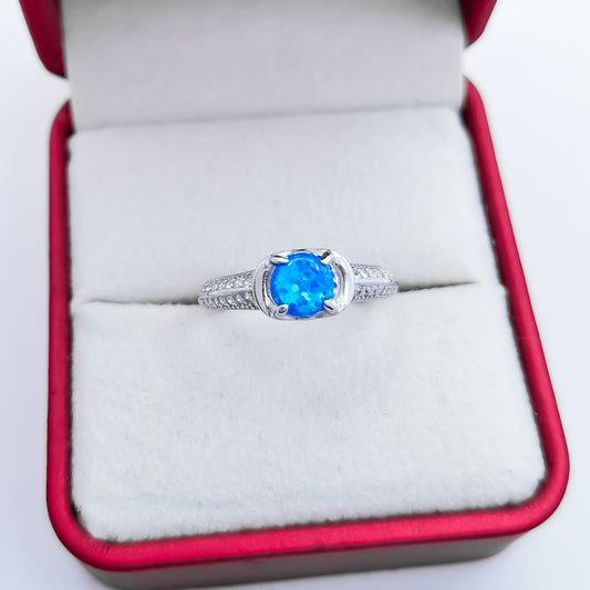 Anillo Zirconia Opalo Azul